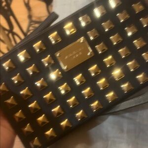Michael Kors Black and Gold Studded Clutch